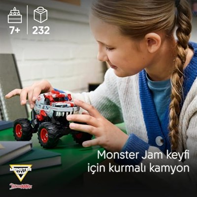 LEGO Technic Monster Jam ThunderROARu Çek-Bırak Oyuncak Kamyon – Yaratıcı Oyunları Seven 7 Yaş ve Üzeri Erkek ve Kız Çocukları için Araç Yapım Seti, Hediye Fikri 42200 (232 Parça)