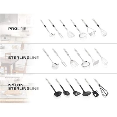 Leifheit Kepçe 32 cm naylon Sterling serisi, paslanmaz çelik ve naylondan çorba kepçesi, çiziksiz pişirmek için, oval saplı ve pratik asma halkalı, sos kaşığ - Seçenekler: Kepçe, Sebze kaşığı, spatula