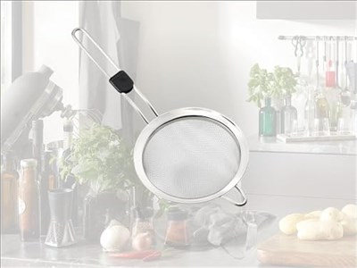Leifheit Proline Süzgeç 16 Cm | Sağlam paslanmaz çelik, güvenli başparmak girintili ince sap, asma halkası, mutfakta süzmek ve süzmek için ideal - Seçenekler: Modern, 7,5 cm ProLine