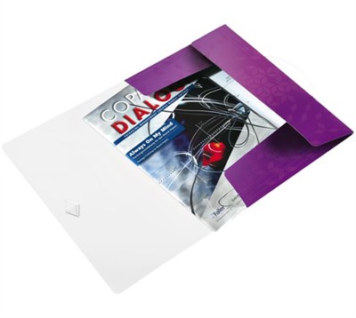 Leitz 45990062 WOW A4 İnce Lastikli 3 Katlı Dosya, Metalik Mor