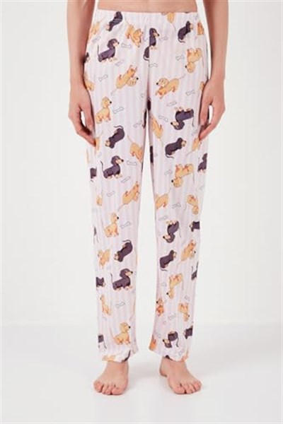 Lela Desenli Kısa Kollu Beli Lastikli Gömlek Yaka Dokuma Regular Fit Pijama Takımı (PEMBE, XL)