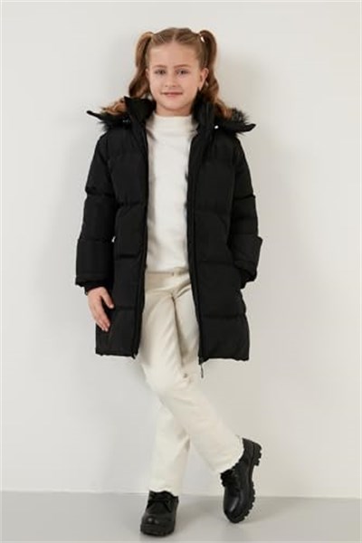 Lela Peluş Astarlı Yakası Suni Kürklü Çıkarılabilir Kapüşonlu Kışlık Mont Kız Çocuk MONT 5760072 - Seçenekler: 5 Yıl, 6 Yıl, 7 Yıl