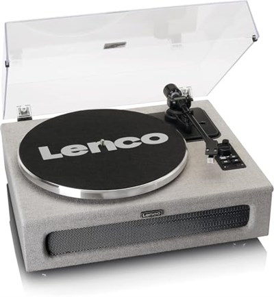 Lenco LS-440 Pikap - Bluetooth Pikap - Entegre Hoparlör 40 Watt RMS - Kayış Tahriki - Pitch Control - Ön Amplifikatör - RCA Out ve AUX-In - Gri | LS-440 - Vinil Çalar - Bluetooth 40 Watt RMS - Kayış T