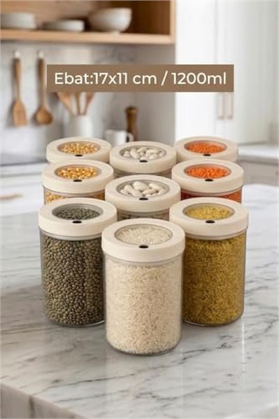 Lengo 9lu 1200 ml Mühürlü Vakumlu Borosilikat Cam Erzak Saklama Kavanozu