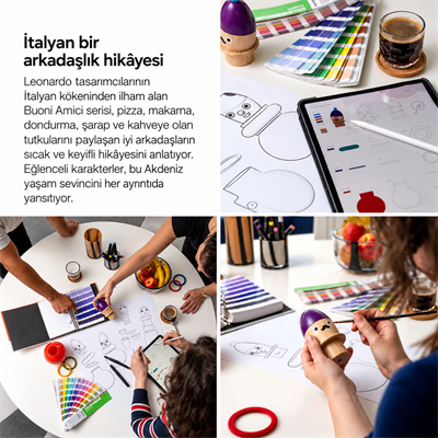 Leonardo Tasarım Ödüllü El Yapımı Premium Dekoratif Obje Buoni Amici Pizzaiolo 24 cm