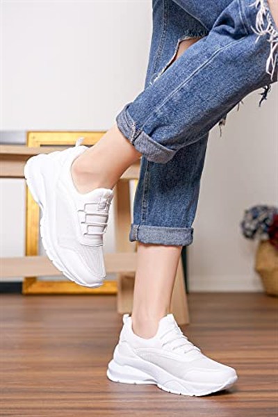 LETAO-Ortapedik Kadın Ekru Günlük Spor Sneaker Yürüyüş Ayakkabı