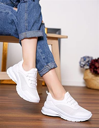 LETAO-Ortapedik Kadın Ekru Günlük Spor Sneaker Yürüyüş Ayakkabı