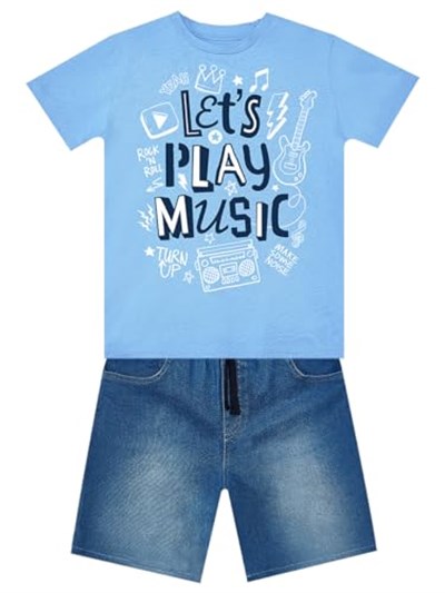 Lets Play Erkek Çocuk T-shirt Denim Şort Takım