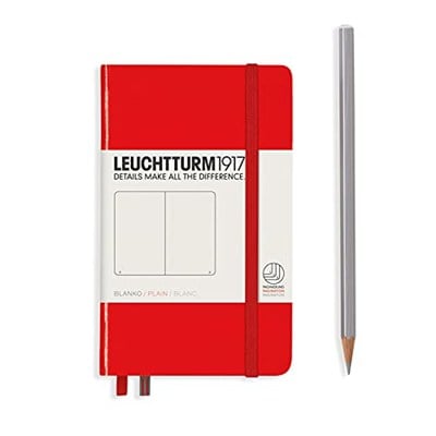 Leuchtturm1917 Not Defteri Cep Boy (A6), Sert Kapak, 187 Numaralandırılmış Sayfa, Düz, Kırmızı