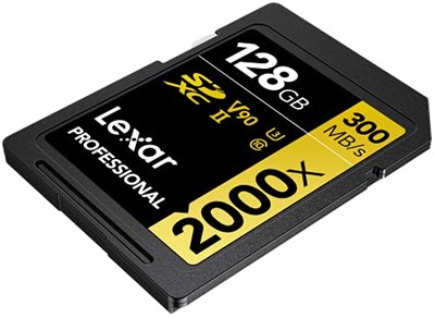 Lexar 128GB Professional 2000x SDHC UHS-II cards, up to 300MB/s read 260MB/s write C10 V90 U3