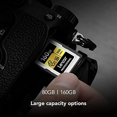 Lexar 160GB Profesyonel CFexpress Tip A Altın Serisi Hafıza Kartı, 900MB/sye Kadar Okuma, Sinema Kalitesi 8K Video, Dereceli VPG 400 (LCAGOLD160G-RNENG)
