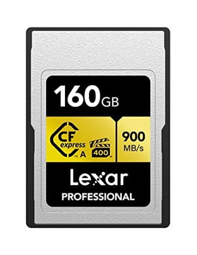 Lexar 160GB Profesyonel CFexpress Tip A Altın Serisi Hafıza Kartı, 900MB/sye Kadar Okuma, Sinema Kalitesi 8K Video, Dereceli VPG 400 (LCAGOLD160G-RNENG)