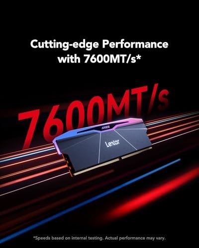 Lexar ARES Gen2 RGB DDR5 RAM 48GB Kit (2x24GB) 7600MHz, 288-Pin UDIMM Masaüstü Bellek, Intel XMP 3.0 için PC Oyun Belleği, SK hynix tarafından desteklenen DRAM, CL38-48-48-121/1.35V