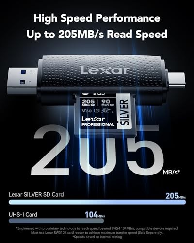 Lexar Profesyonel SILVER SD Kart 64 GB, 205 MB/sye Kadar Okuma, 90 MB/s Yazma, SDXC UHS-I Hafıza Kartı, Sınıf 10, U3, V30, Profesyonel Fotoğrafçılar, Videografçılar, Meraklılar için SD Kart