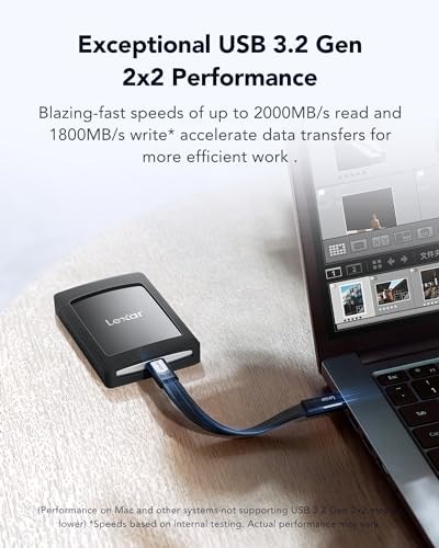 Lexar SL500M Manyetik Setli 1 TB Harici Taşınabilir SSD, Taşınabilir SSD USB3.2 Gen2, 2000 MB/sye Kadar Okumada Kompakt Harici Katı Hal Sürücüsü iPhone 16 Serisi/Mac/PS5/Laptop/PC ile
