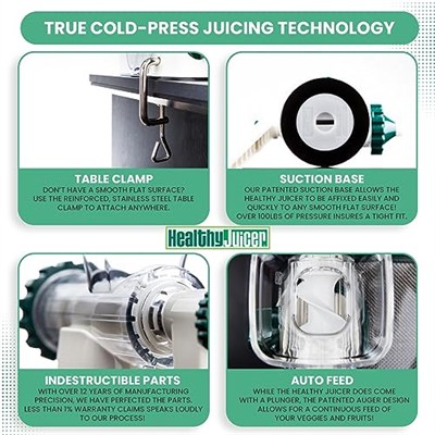 Lexen – Manuel katı meyve sıkacağı – sağlıklı içerik Juicer 1.56 kg Healthy Juicer Blanc