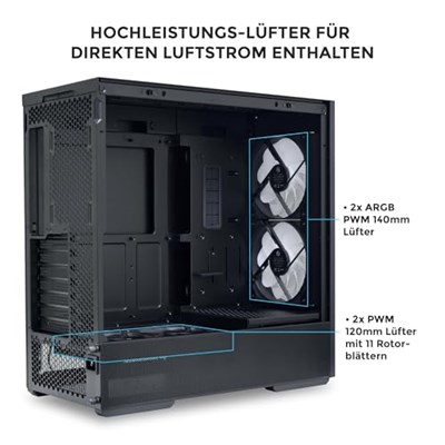 Lian Li Medium Case(2x140mm PWM ARGBfans,2x120 PWMfans) Black