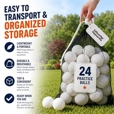Liberty Imports 24lü Paket Küçük Çocuk Yedek T Top Plastik Beyzbol Topları Dayanıklı File Çanta - Softbol ve Beyzbol Eğitimi için 2 Düzine Pratik Oyuncak Topları (2,5 inç)