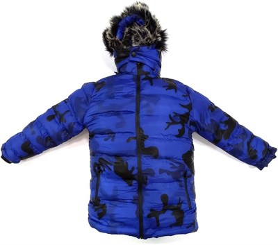 Life For Moda Erkek Çocuk Kamuflaj Desenli Fermuar Cepli Tüylü Kapüşonlu Şişme Mont Kaban