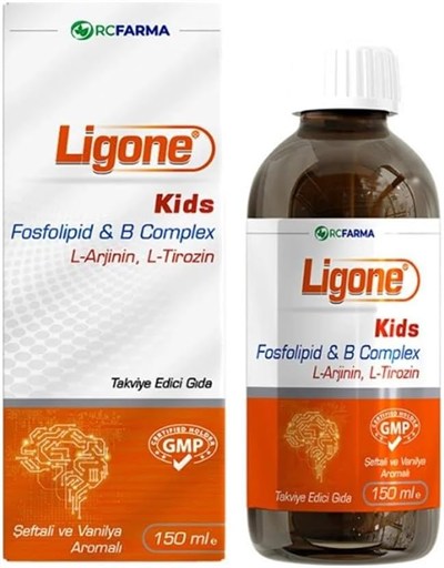 Ligone Kids Fosfolipid Complex Şurup 150 mL ŞEFTALİ-VANİLYA Renkli