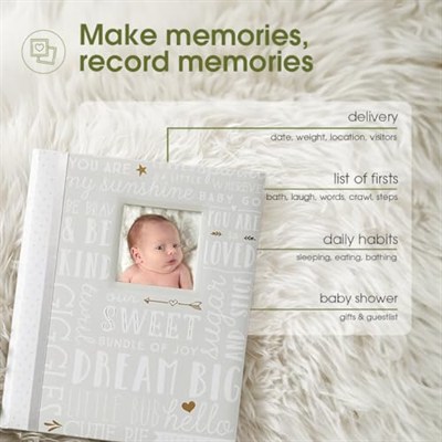 Lil Peach First 5 Years Dream Big Wordplay Bebek Hafıza Defteri, Yeni ve Bekleyen Ebeveynler için Cinsiyetten Ayrılmış Bebek Hatırası, Hamilelik ve Kilometre Taşı Günlüğü, Gri