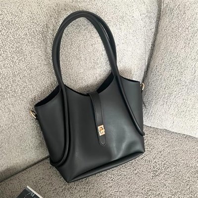 LILY Yavrulu Tote Omuz Çantası Orta Boy, Gold Tokalı Suni Deri Kadın Çantası, Modern Trend Günlük Kullanıma Uygun Tote Çanta, Makyaj Çantalı Tote Çanta, Çıkarılabilir Uzun Askılı