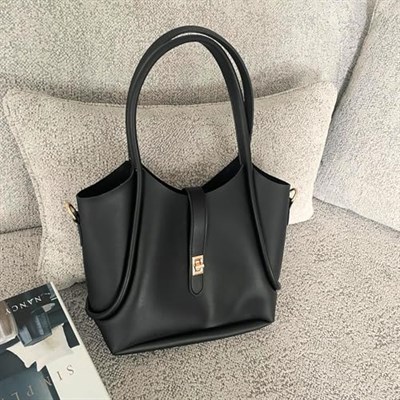 LILY Yavrulu Tote Omuz Çantası Orta Boy, Gold Tokalı Suni Deri Kadın Çantası, Modern Trend Günlük Kullanıma Uygun Tote Çanta, Makyaj Çantalı Tote Çanta, Çıkarılabilir Uzun Askılı