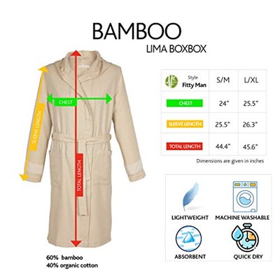Lima Fitty BoxBox Bej Kapşonlu Bambu/Organik Pamuk Peştamal Bornoz/Sabahlık