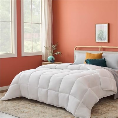 LINENSPA Dört Mevsim Beyaz Kuş Tüyü Alternatif Kapitone Yorgan - Köşe Yorgan Sekmeleri - Hipoalerjenik - Peluş Mikrofiber Dolgu - Makinede Yıkanabilir - Nevresim Takımı veya Tek Başına Yorgan - İkiz