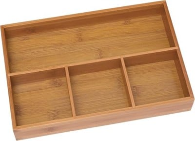 Lipper International 824 Düzenleyici Tepsi Bambu Ağacından, 4 Bölmeli, 29,5 x 20,3 x 4,5 cm