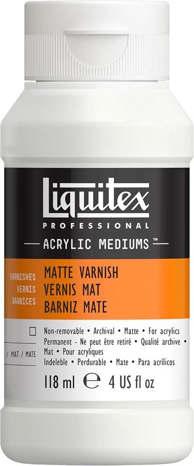 Liquitex 5204 Profesyonel Mat Vernik, Akrilik Boyalar İçin Son Kat Verniği - Saten Son Kat, Sararma Yapmayan, Eskimeye Karşı Dayanıklı, Hızlı Kuruyan, Arşiv Kalitesinde - 4oz Şişe, Şeffaf