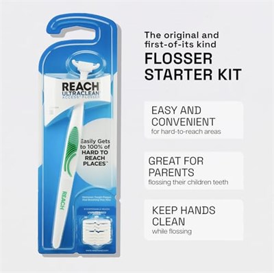 Listerine Ultraclean Access Flosser, Ağız Bakımı ve Hijyen için 8 Tek Kullanımlık Geçmeli Diş Flosser Kafa Yedeği, Dayanıklı Diş İpi Plağı Çıkarmaya Yardımcı Olur (6lı Paket)