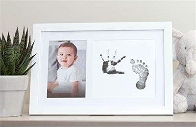 Little Pear Bebek El İzi ve Ayak İzi Çerçevesi, Cinsiyet-Nötr Bebek Baskı Çerçevesi, Kız veya Erkek Bebek Baskı Resim Çerçevesi, Beyaz
