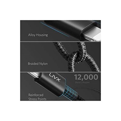 LivX Horizontal 20W Type C to Lightning iPhone iPad Hızlı Şarj ve Data Kablosu Space Gray BRT (2 Metre) - Seçenekler: 2 Metre, 1 Metre, 3 Metre
