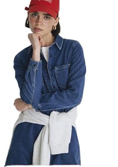 Liz Casual Koyu Mavi Jean Elbise 130656-86430