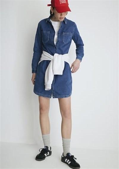 Liz Casual Koyu Mavi Jean Elbise 130656-86430