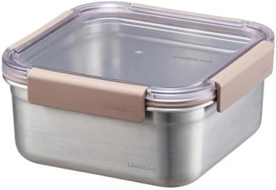 LocknLock Paslanmaz Çelik Fırın & Saklama Kabı Kare Kilitli 1.3 Lt ml - Kahverengi