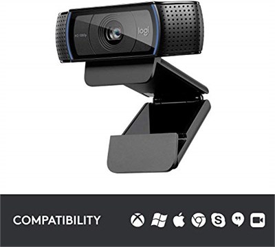Logitech C920 HD Pro Webcam (USB, otomatik odaklama, mikrofon) siyah
