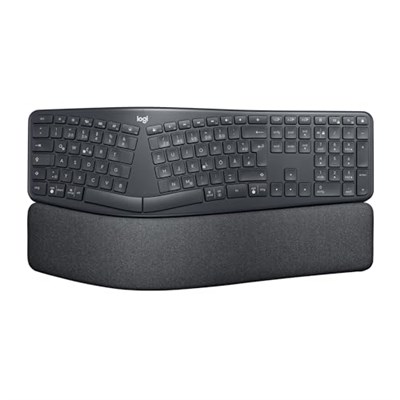 Logitech K860 ERGO Gelişmiş Ergonomik Kablosuz Klavye, Bilek Desteği, Bluetooth ve USB Bağlantılı, Sessiz, Özelleştirilebilir Tuşlu, Konforlu Bölünmüş Türkçe Q Klavye, Siyah