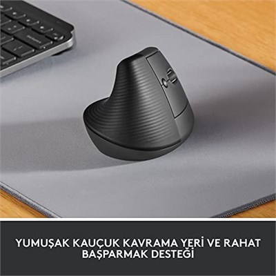 Logitech Lift Kablosuz Ergonomik Dikey Mouse, 57° Dikey Açı, 4000 DPI, Sessiz, Küçük ve Orta Eller İçin, Bluetooth, Logi Bolt USB Alıcı, 24 Ay Pil Ömrü, Siyah