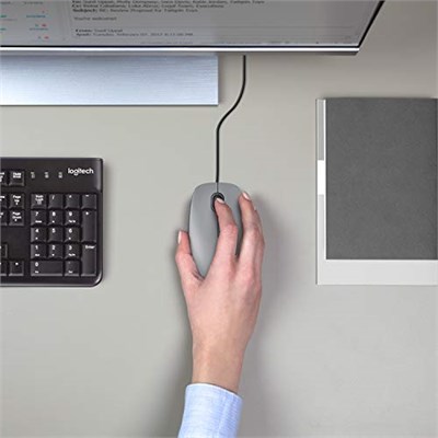 Logitech M110 USB Kablolu Sessiz Mouse, Dizüstü Bilgisayar, Notebook, PC ve Mac için Quiet Click teknolojili, USB-A Bağlantılı, Sağ ve Sol Elle Kullanıma Uygun, Gri