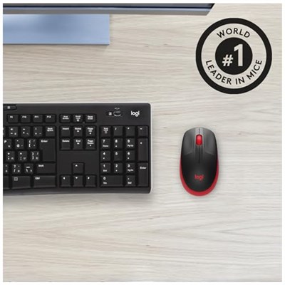 Logitech M190 kablosuz fare, iki elle kullanım için kavisli tasarım, 18 ay pil ömrü artı güç tasarrufu modu, USB alıcısı, geniş tekerlek ve tuşlar sayesinde hassas kontrol - kırmızı