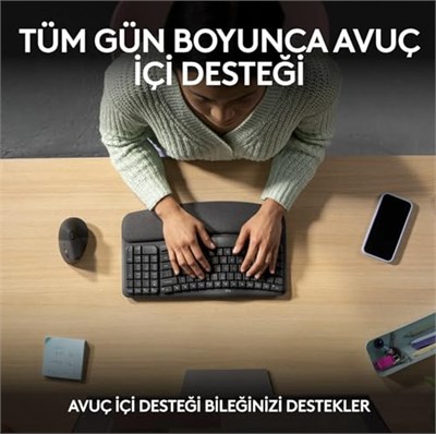 Logitech Wave Keys Kablosuz Klavye, Siyah