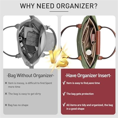Longchamp Çanta Düzenleyici Ekleme Le Pliage Büyük Bez Çantalarla Uyumlu, Keçe Fermuarlı Çanta Düzenleyici Ekleme, Bardak Tutuculu, 8 Bölmeli (Siyah, L)