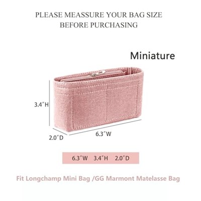 Longchamp için çanta düzenleyici, küçük taşıma çantası, saklama/bitirme iç cep, astar, el çantası, düzenleyici, fit mini boyut (mini (stil B) pembe)
