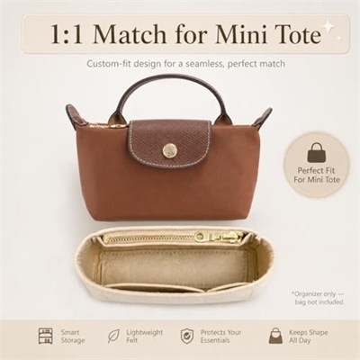 Longchamp için Mini Çanta Düzenleyici Küçük Bez Çanta - Şık Bir Çanta için Nihai Mini Çanta Saklama ve Son İşlem İç Çanta Astarı Düzenleyici Küçük Boy Fit