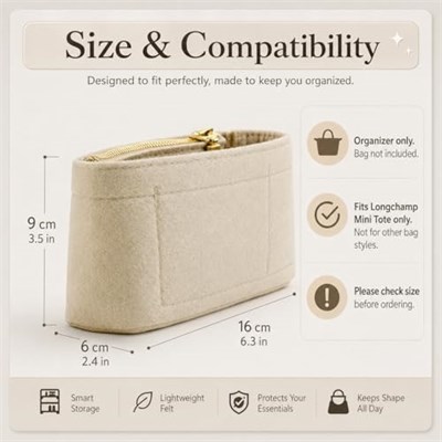 Longchamp için Mini Çanta Düzenleyici Küçük Bez Çanta - Şık Bir Çanta için Nihai Mini Çanta Saklama ve Son İşlem İç Çanta Astarı Düzenleyici Küçük Boy Fit