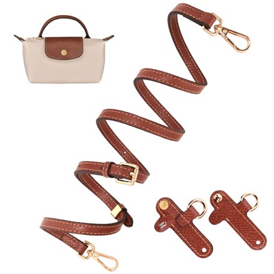 Longchamp Mini Kadın Omuz Askısı, Deri Konyak Omuz Askısı, Ayarlanabilir No-Punch Çanta Kemeri, Long Champ Strap için