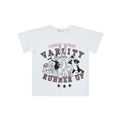 Looney Tunes Kız Çocuk Tişört 10-13 Yaş Beyaz