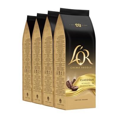 LOR Crema Absolu Çekirdek Kahve, Yoğunluk 6, Dengeli Lezzet ve Yumuşak İçim, 500 Gram